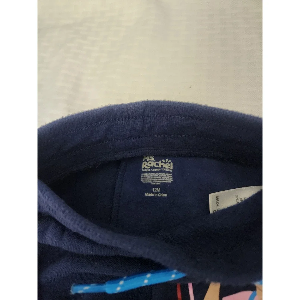 Ms. Rachel Toddler Jogger Pants Navy Blue Cargo Pocket Fleece 12M Sweatpants